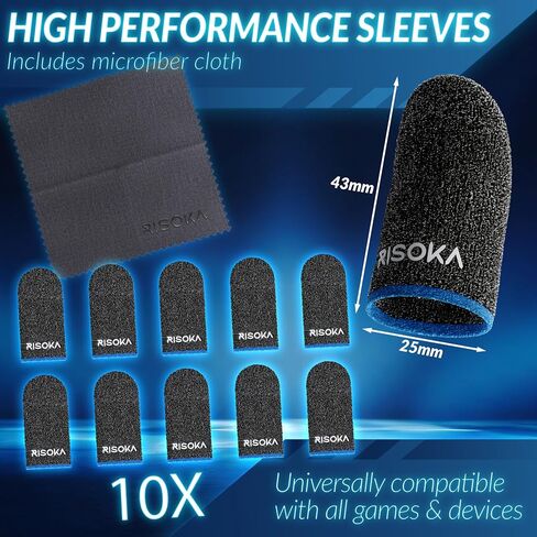 10 Pieces Gaming Finger Sleeves - Perfect Touchscreen Glide - Thumb Sleeve for Mobile Games - Dedales Gamer Profesionales - Phone Accessories in Saudi Arabia