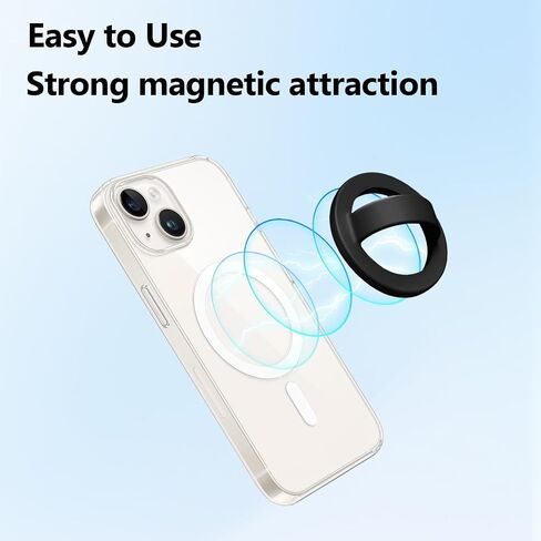 Magnetic Silicone Ring Grip Phone Holder, Rotating Finger Loop Ring Grip Holder, Soft and Portable, Strong Magnetic Attraction, Compatible with Magsafe Phone Case (Black) in Kuwait