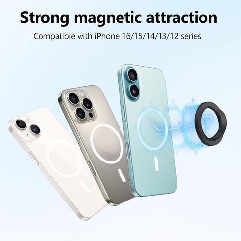 Magnetic Silicone Ring Grip Phone Holder, Rotating Finger Loop Ring Grip Holder, Soft and Portable, Strong Magnetic Attraction, Compatible with Magsafe Phone Case (Black) in Kuwait