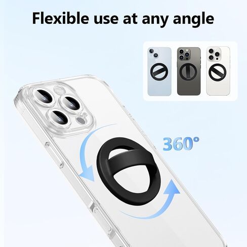 Magnetic Silicone Ring Grip Phone Holder, Rotating Finger Loop Ring Grip Holder, Soft and Portable, Strong Magnetic Attraction, Compatible with Magsafe Phone Case (Black) in Kuwait
