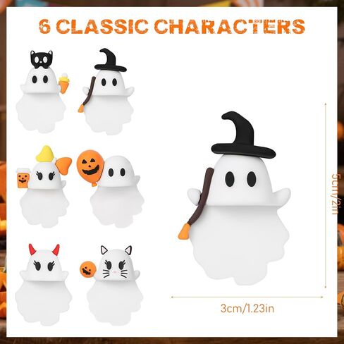 Ghostees Mystery Phone Buddy, Stick-On Halloween Ghost & Pumpkin Phone Topper, Halloween Cute-Ghost Phones Charm Cute Cling Decoration For All Smartphone(6Pcs) in Saudi Arabia