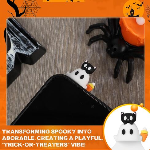 Ghostees Mystery Phone Buddy, Stick-On Halloween Ghost & Pumpkin Phone Topper, Halloween Cute-Ghost Phones Charm Cute Cling Decoration For All Smartphone(6Pcs) in Saudi Arabia