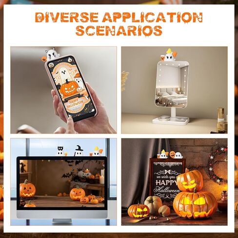 Ghostees Mystery Phone Buddy, Stick-On Halloween Ghost & Pumpkin Phone Topper, Halloween Cute-Ghost Phones Charm Cute Cling Decoration For All Smartphone(6Pcs) in Saudi Arabia