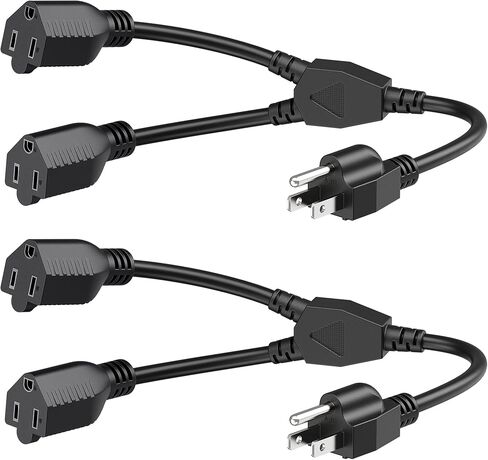 Cable Matters 2-Pack 4 Outlet Power Splitter Cord - 1.5ft, NEMA 5-15P to NEMA 5-15R Y Power Cord Splitter, 16 AWG Outlet Saver, 4 Way ExtensionCord, 1.5 Feet in Saudi Arabia