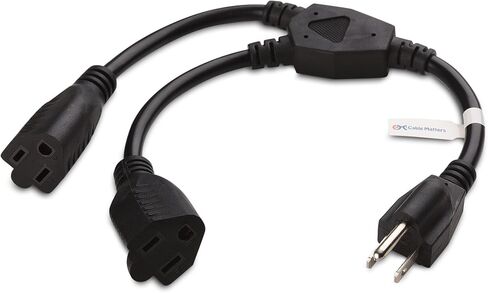 Cable Matters 2-Pack 4 Outlet Power Splitter Cord - 1.5ft, NEMA 5-15P to NEMA 5-15R Y Power Cord Splitter, 16 AWG Outlet Saver, 4 Way ExtensionCord, 1.5 Feet in Saudi Arabia