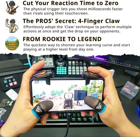 Progameplays Phone Triggers for Gaming Controller for PUBG, Cod Mobile, Call of Duty for iPhone & Android, ZERO Lag and Aim L1 & R1 mobile phone Trigger (2 Buttons) in Saudi Arabia