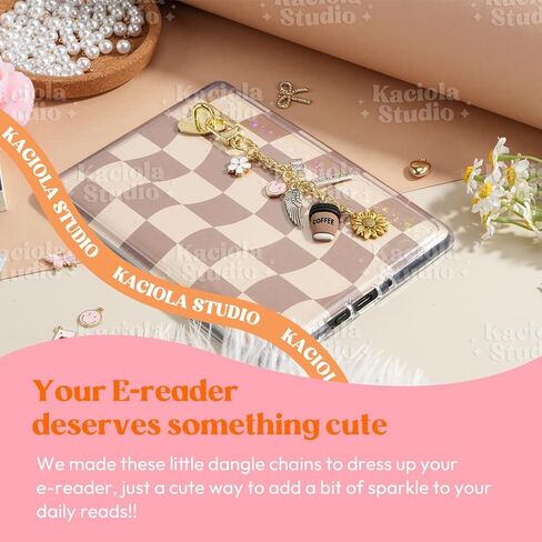 Kaciola Charm Chains for Kindle, Cute E-reader Phone Charm Bracelets Accessories Gift for Reader Booklovers Women Men, Charms Compatible for Kindle/E-Reader/Phone (A01-A07) in Kuwait
