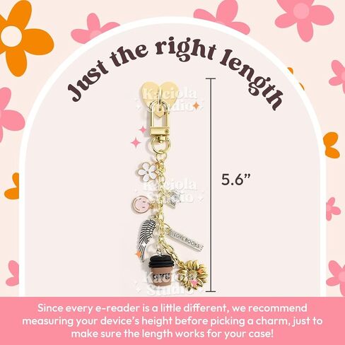 Kaciola Charm Chains for Kindle, Cute E-reader Phone Charm Bracelets Accessories Gift for Reader Booklovers Women Men, Charms Compatible for Kindle/E-Reader/Phone (A01-A07) in Kuwait