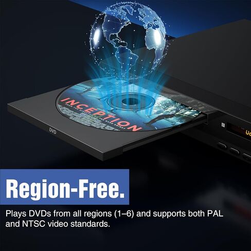 Player DVD Flexaplay الخالي من HDMI للتلفزيون-ارتفاع 1080 بكسل ، منفذ USB ، DVD/CD/MP3 تعدد الأشكال-التصميم المصغر الفائق ، يشمل كابلات HDMI/RCA ، التحكم عن بُعد in Saudi Arabia