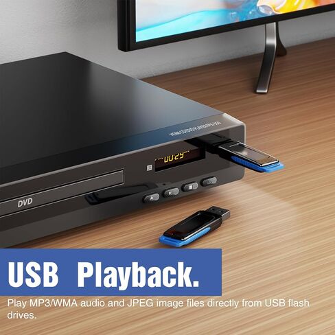 Player DVD Flexaplay الخالي من HDMI للتلفزيون-ارتفاع 1080 بكسل ، منفذ USB ، DVD/CD/MP3 تعدد الأشكال-التصميم المصغر الفائق ، يشمل كابلات HDMI/RCA ، التحكم عن بُعد in Saudi Arabia