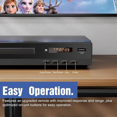 Player DVD Flexaplay الخالي من HDMI للتلفزيون-ارتفاع 1080 بكسل ، منفذ USB ، DVD/CD/MP3 تعدد الأشكال-التصميم المصغر الفائق ، يشمل كابلات HDMI/RCA ، التحكم عن بُعد in Saudi Arabia