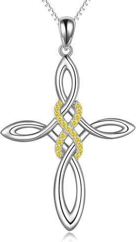 Celtic Knot Cross Necklace,Celtic Cross Dangle Earrings 925 Sterling Silver Polished Religious Infinity Love Irish Celtics jewelry for Women Girls in Kuwait