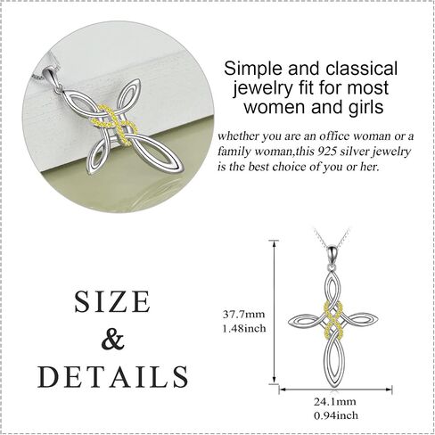 Celtic Knot Cross Necklace,Celtic Cross Dangle Earrings 925 Sterling Silver Polished Religious Infinity Love Irish Celtics jewelry for Women Girls in Kuwait