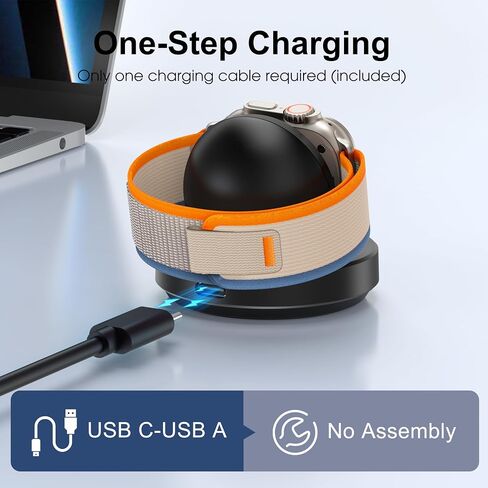 Portable Magnetic Charging Dock for Apple Watch, Wireless Fast Watch Charger Stand with Charging Cable, Support Nightstand Mode, Compatible with Apple Watch 10 9 8 7 SE 6 5 4 3 2/Ultra 2-White in Saudi Arabia