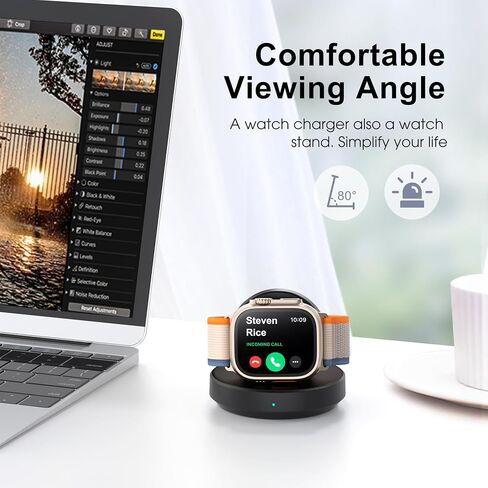Portable Magnetic Charging Dock for Apple Watch, Wireless Fast Watch Charger Stand with Charging Cable, Support Nightstand Mode, Compatible with Apple Watch 10 9 8 7 SE 6 5 4 3 2/Ultra 2-White in Saudi Arabia