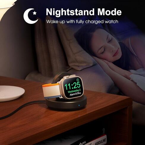 Portable Magnetic Charging Dock for Apple Watch, Wireless Fast Watch Charger Stand with Charging Cable, Support Nightstand Mode, Compatible with Apple Watch 10 9 8 7 SE 6 5 4 3 2/Ultra 2-White in Saudi Arabia