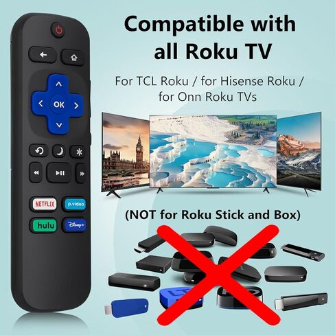 (حزمة من 2) استبدال التحكم عن بُعد متوافقًا مع Roku TV ، لـ TCL Roku/لـ Hisense Roku/for Onn Roku (وليس لـ Roku Stick و Box and Box) in Kuwait