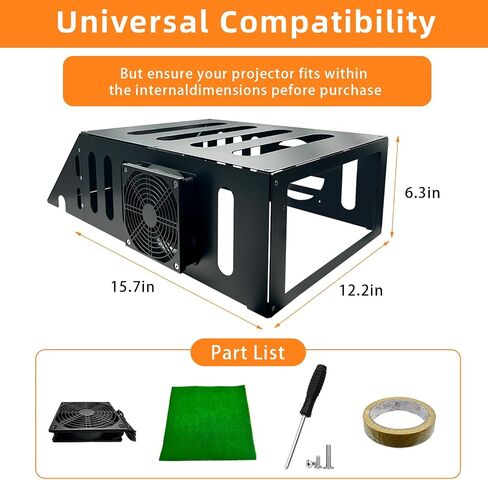 Golf Projector Enclosure with Turf | Floor Mounted Enclosure for Golf Simulator Projectors with Cooling Fan | Matte‑Painted Steel Build for Durable Protection in Saudi Arabia