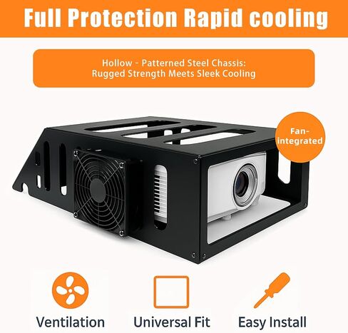 Golf Projector Enclosure with Turf | Floor Mounted Enclosure for Golf Simulator Projectors with Cooling Fan | Matte‑Painted Steel Build for Durable Protection in Saudi Arabia