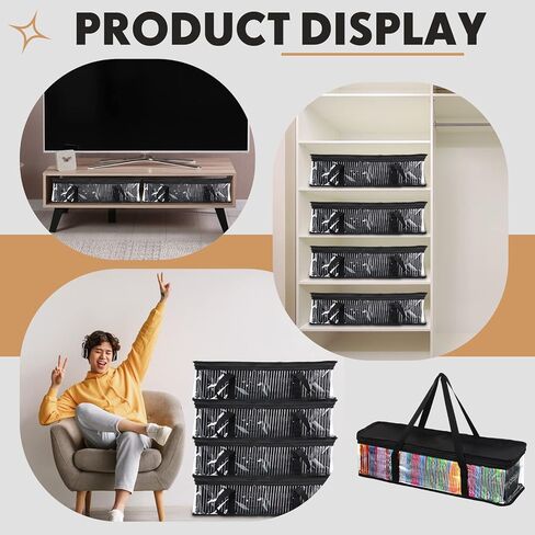 Woanger 10 قطع أكياس تخزين الأقراص المضغوطة الشفافة PVC DVD Casse Storage Storage حامل CDD مقاوم للماء مع مقابض ومنظمات الوسائط الصافية السوستة للألبومات ألعاب الفيديو (الأزرق) in Saudi Arabia