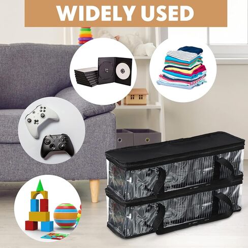 Woanger 10 قطع أكياس تخزين الأقراص المضغوطة الشفافة PVC DVD Casse Storage Storage حامل CDD مقاوم للماء مع مقابض ومنظمات الوسائط الصافية السوستة للألبومات ألعاب الفيديو (الأزرق) in Saudi Arabia
