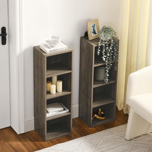 8-Tier CD Storage Cabinet, Slim DVD Shelf Narrow Bookshelf, Disassembled CD DVD Media Tower Rack with Adjustable Shelves for Home Office 11.6l'' x 9.25w'' x 70.8h'' Gray in Saudi Arabia