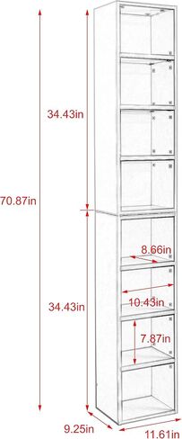 8-Tier CD Storage Cabinet, Slim DVD Shelf Narrow Bookshelf, Disassembled CD DVD Media Tower Rack with Adjustable Shelves for Home Office 11.6l'' x 9.25w'' x 70.8h'' Gray in Saudi Arabia
