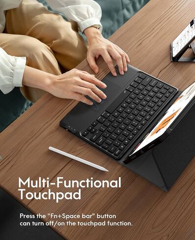 CHESONA for iPad Air 11 Int Case مع لوحة المفاتيح M3/M2 (2025/2024) ، 7 ألوان الإضاءة الخلفية ، لوحة تتبع متعددة اللمس ، 2 قنوات لاسلكية ، لـ iPad Pro 11 (4th/3rd/2nd/1st Gen) و iPad Air 5th و 4th Gen ، Black in Saudi Arabia