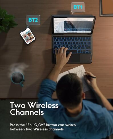 CHESONA for iPad Air 11 Int Case مع لوحة المفاتيح M3/M2 (2025/2024) ، 7 ألوان الإضاءة الخلفية ، لوحة تتبع متعددة اللمس ، 2 قنوات لاسلكية ، لـ iPad Pro 11 (4th/3rd/2nd/1st Gen) و iPad Air 5th و 4th Gen ، Black in Saudi Arabia