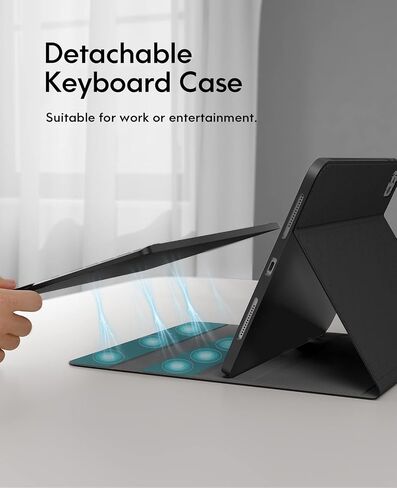 CHESONA for iPad Air 11 Int Case مع لوحة المفاتيح M3/M2 (2025/2024) ، 7 ألوان الإضاءة الخلفية ، لوحة تتبع متعددة اللمس ، 2 قنوات لاسلكية ، لـ iPad Pro 11 (4th/3rd/2nd/1st Gen) و iPad Air 5th و 4th Gen ، Black in Saudi Arabia