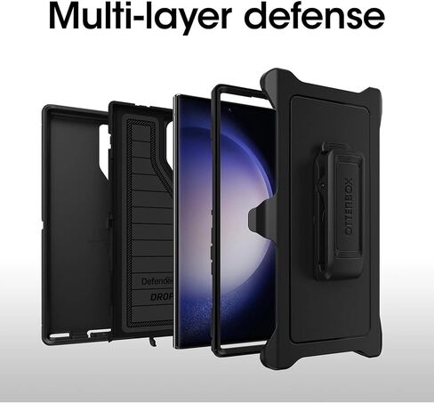 Otterbox Galaxy S23 Ultra (فقط) - CASE Series Defender - Black ، Rugged & Date - مع حماية المنفذ - يشمل حافظة Clip Kickstand - حماية الدفاع الميكروبي - عبوة غير راكدة in Kuwait