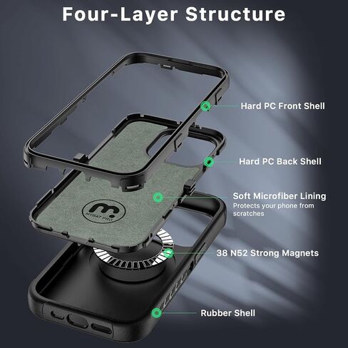 M MYBAT PRO Maverick Series iPhone 15 Pro Max Case with Belt Clip Holster,[Compatible with Magsafe] w/Screen Protector,Anti-Drop,Shockproof,with 360°Rotating Kickstand,Heavy Duty Protection Black in Kuwait
