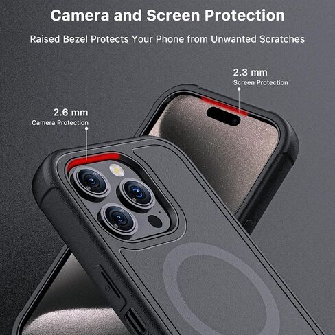 M MYBAT PRO Maverick Series iPhone 15 Pro Max Case with Belt Clip Holster,[Compatible with Magsafe] w/Screen Protector,Anti-Drop,Shockproof,with 360°Rotating Kickstand,Heavy Duty Protection Black in Kuwait