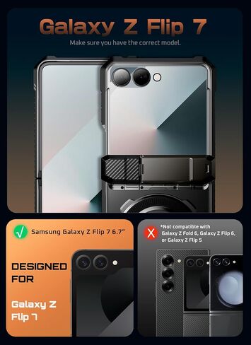 Supcase for Samsung Galaxy Z Flip 7 Case with Stand & Front Screen Protector (Unicorn Beetle Grip) ، [Support Magsafe] in Saudi Arabia