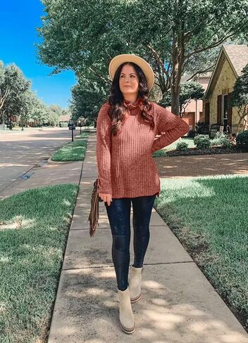 WIHOLL Womens Tunic Tops Turtleneck Long Sleeve Side Split High Low Lightweight Sweaters in Kuwait