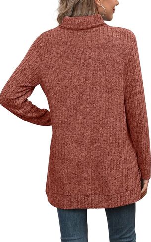 WIHOLL Womens Tunic Tops Turtleneck Long Sleeve Side Split High Low Lightweight Sweaters in Kuwait