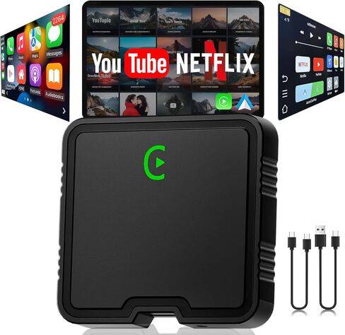 محول CarPlay اللاسلكي لـ iPhone & Android - يدعم الخرائط ، YouTube ، Netflix ، Tiktok - اتصال سريع ومستقر ، التوصيل والتشغيل - التوافق العالمي لاستريو السيارة in Kuwait