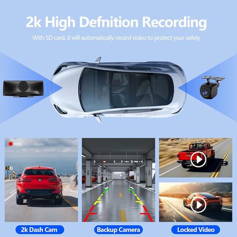 Wireless Carplay Screen for Car 2K Dash Cam, 8.1" HD Portable Car Stereo with Carplay & Android Auto, 1080P Backup Camera, Mirror Link/Bluetooth/GPS Navigation/Satellite Radio for All Vehicles in Saudi Arabia