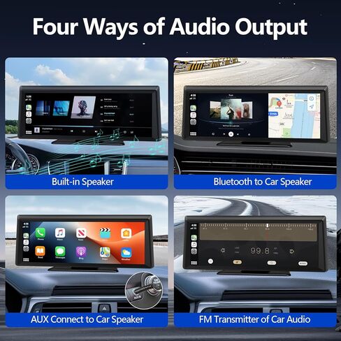 Wireless Carplay Screen for Car 2K Dash Cam, 8.1" HD Portable Car Stereo with Carplay & Android Auto, 1080P Backup Camera, Mirror Link/Bluetooth/GPS Navigation/Satellite Radio for All Vehicles in Saudi Arabia