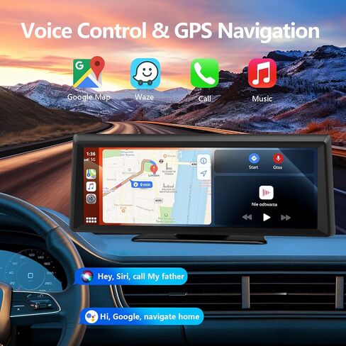 Wireless Carplay Screen for Car 2K Dash Cam, 8.1" HD Portable Car Stereo with Carplay & Android Auto, 1080P Backup Camera, Mirror Link/Bluetooth/GPS Navigation/Satellite Radio for All Vehicles in Saudi Arabia