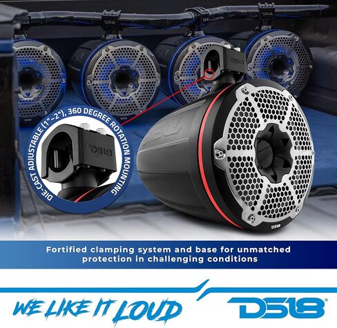 DS18 NXL-X10TP/WH.NS 10" Marine Tower with Integrated RGB LED Lights No Speakers - Wakeboard Tower Speaker Pod Enclosure Empty - Great for Boat Audio, Car/Truck, ATV, UTV - Single in Saudi Arabia