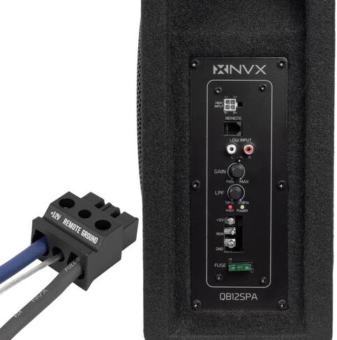 NVX QB12SPA 12 "1200W (350W RMS) SLOT SLOT SLOT الضحلة التي تم تشغيلها مدعومًا-مكبر للصوت المدمج ، مصبغة معدنية ، مقبض باس بعيد ، يسهل التثبيت في السيارات والشاحنات in Kuwait