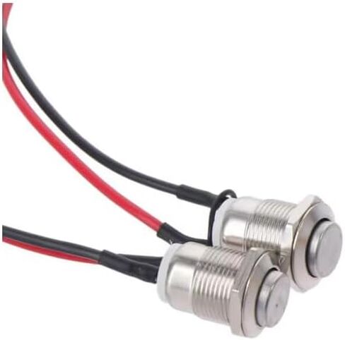 2pcs 12mm super super match more butty button switch anti-anti-vandal head silver shell 1/2 "host olut inclate with cable 12v 24V 110V (on) -off 2pins 1no in Saudi Arabia