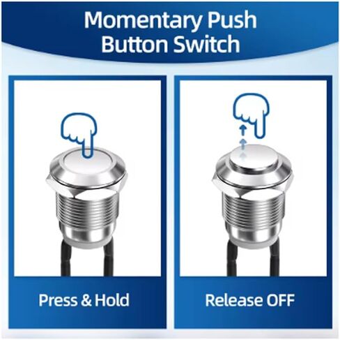 2pcs 12mm super super match more butty button switch anti-anti-vandal head silver shell 1/2 "host olut inclate with cable 12v 24V 110V (on) -off 2pins 1no in Saudi Arabia