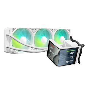 TRYX Panorama SE 360mm AIO White Curved Screen GIPHY Built-in Asetek 280w | 6.67'' AMOLED, 2K 60Hz, Rotatable, KANALI Highly Customizable, ROTA ARGB Fans, Whisper Quiet, Intel LGA 1851/1700 AMD AM5/AM4 in Kuwait