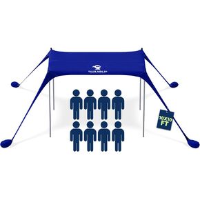 SUN NINJA Beach Tent Sun Shelter, Beach Shade Canopy with UPF50+ Protection | Beach Canopy Tent Sun Shade, Cabana Includes Carry Bag, Sand Shovel, Ground Pegs, 4 Poles & Anchor Bags in Saudi Arabia