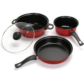 مجموعة أدوات طبخ غير لاصقة ، وأواني محمولة محمولة من الحديد الزهر والأقواس مع أغطية زجاجية وأواني من نايلون 4 قطعة من أجل السفر في الهواء الطلق التنزه in Kuwait