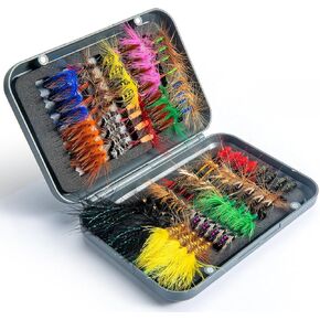 80 pcs ydiudl 3rd gen fly flies flies kit - الذباب الجاف المرتبط يدويًا بالتراوت والباس والسلمون وسمك الأسماك - أشكال شبيهة بالحياة ، سحر لصيد ذبابة المياه العذبة في الأنهار والبحيرات in Kuwait