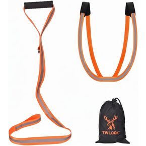 Heavy Duty Deer Drag Harness & Rope – 480lbs Capacity, Reflective Orange Hunting Gear with Comfortable Shoulder Strap, Soft Handle – Essential for Dragging Deer, Elk, Boar – Gift for Hunters in Saudi Arabia