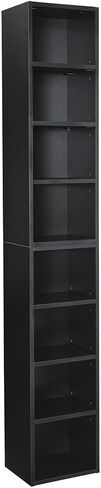 8-Tier CD Storage Cabinet, Slim DVD Shelf Narrow Bookshelf, Disassembled CD DVD Media Tower Rack with Adjustable Shelves for Home Office 11.6l'' x 9.25w'' x 70.8h'' Gray in Saudi Arabia